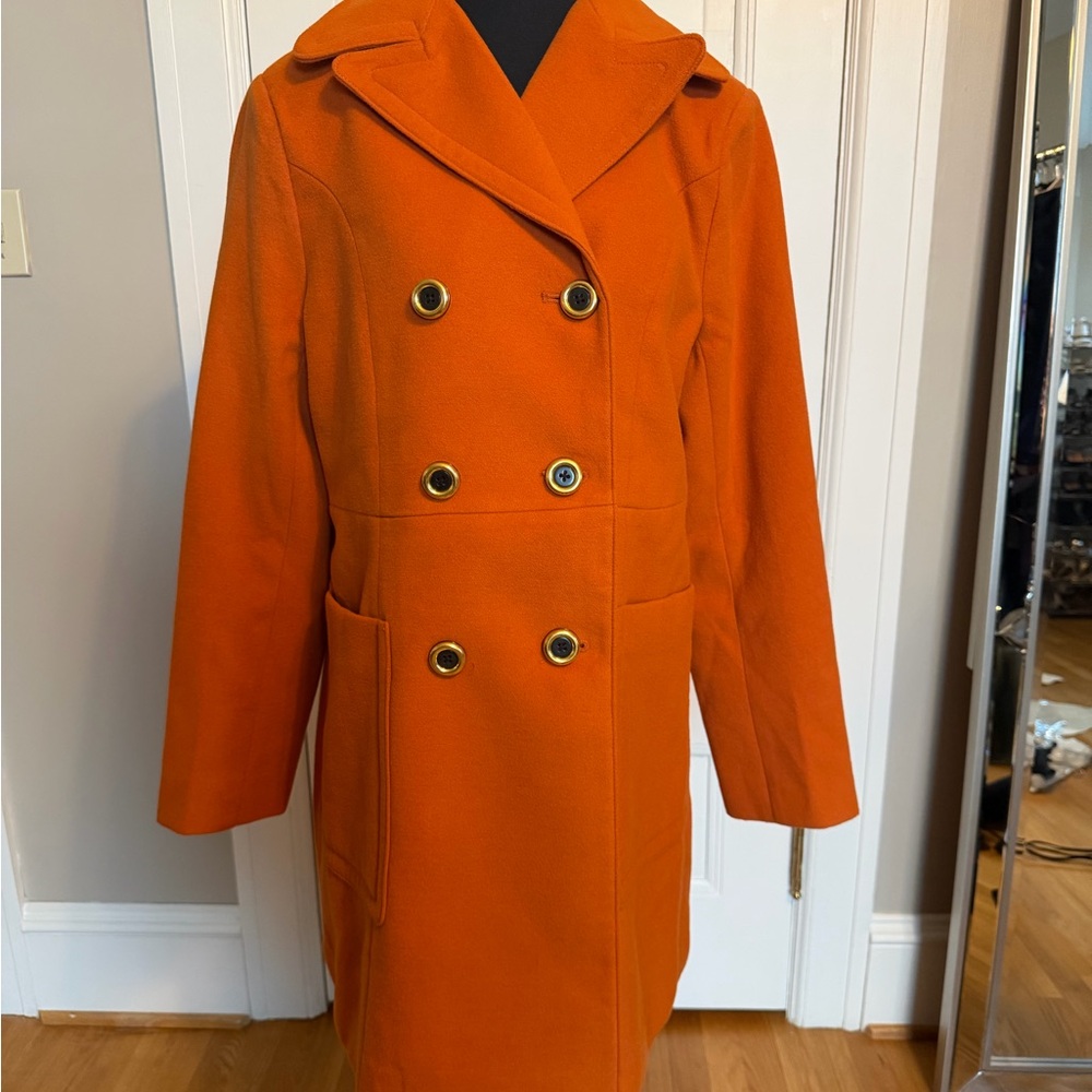 CAbi Vibrant Orange Pea Coat New Sample. Originally $239